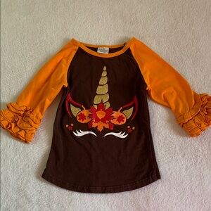 Unicorn Graphic Kids Shirt - Orange & Brown(Very Well Preserved)